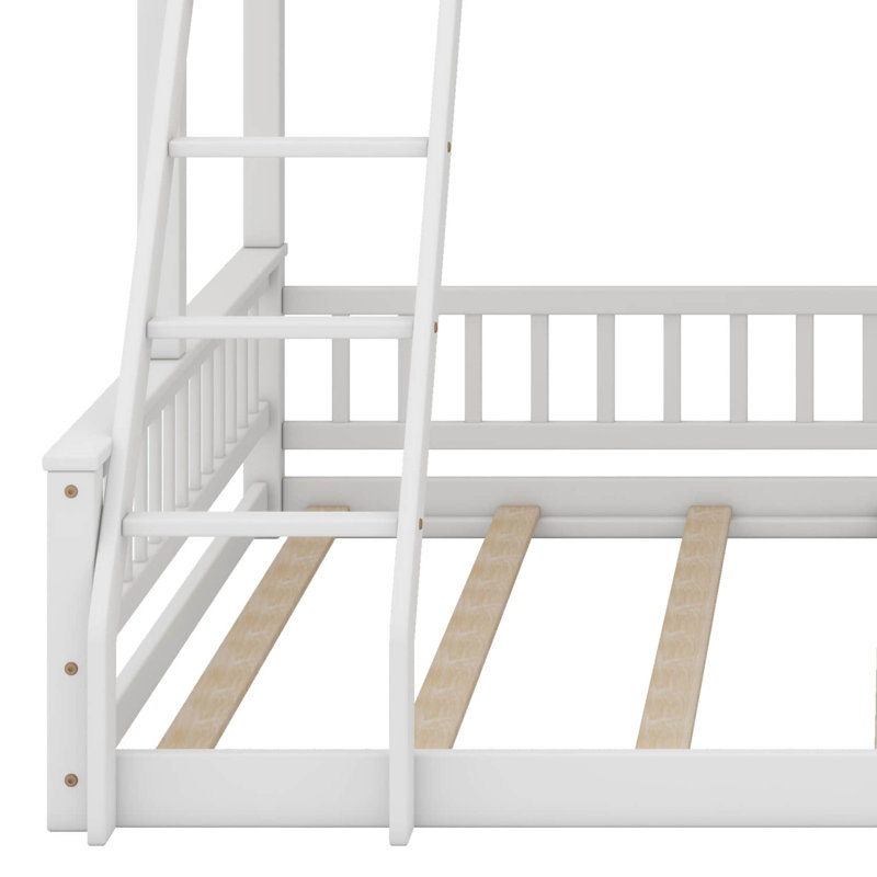 Jennifere Bunk Bed with Ladder and Guardrails, White, Twin XL over Queen