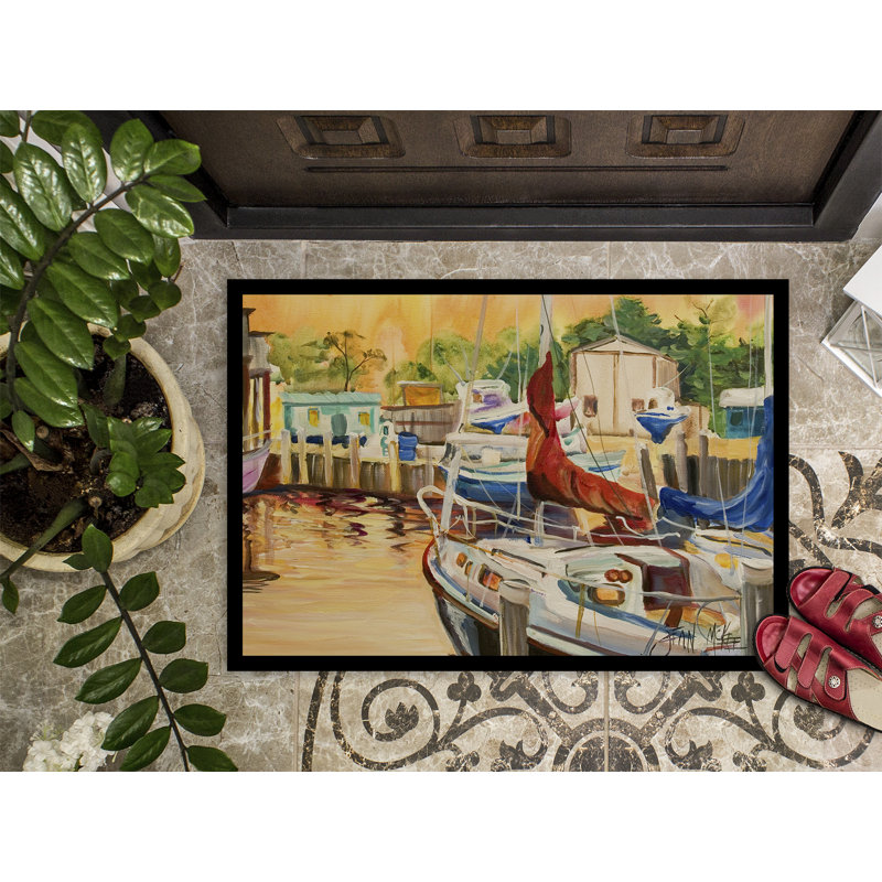 Tapis pour porte d’intérieur antidérapant à coucher de soleil, Rectangle 2 pi x 3 pi