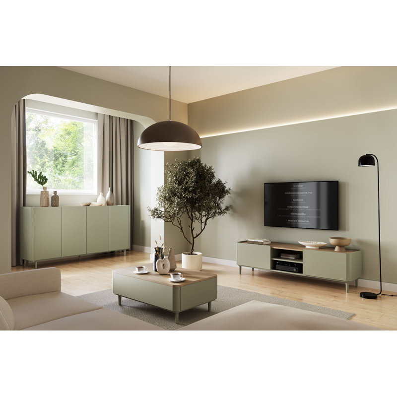 Blackett Four Leg Coffee Table with Storage, Green
