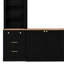 Console média arquée noire, meuble télé 106 pouces et unité de divertissement, rangement polyvalent avec tablettes ouvertes à grain de bois à ouverture lisse, fonctionnel pour le salon, bien conçu-1145793759