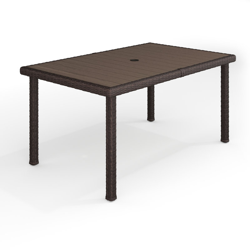 Table de patio en rotin avec plateau en bois d'ingénierie Martha Stewart Bedford, Brun