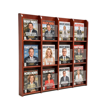 FixtureDisplays® 39.5"W X 2.87"D X 36.5"H, 12 Magazine Wall-Mounted Display 4B5C99FC613746BB997F74C24AC1D832