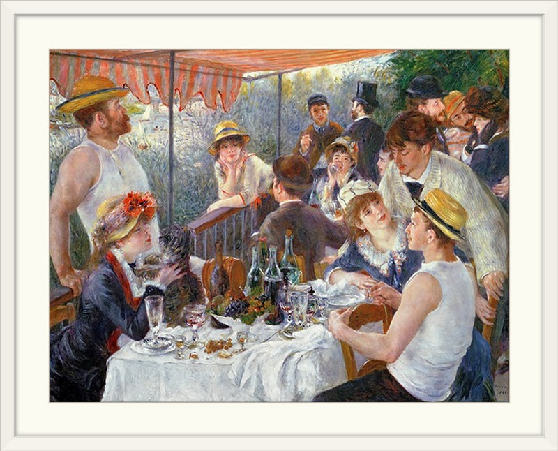 Le déjeuner du canotier, 1881 par Pierre-Auguste Renoir - reproduction imprimée, H 20 po x l 24 po x P 1 po, Cadre blanc