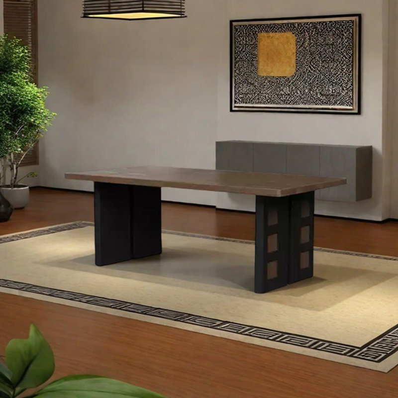 Large board simple ash wood dining table, 29.53"H x 78.74"L x 31.5"W