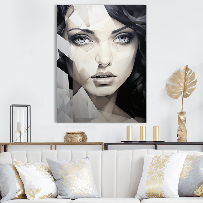 «Black Marble Woman Beauty V - Abstract Portraits», art mural, Toile tendue, H 32 po x l 24 po x P 1 po