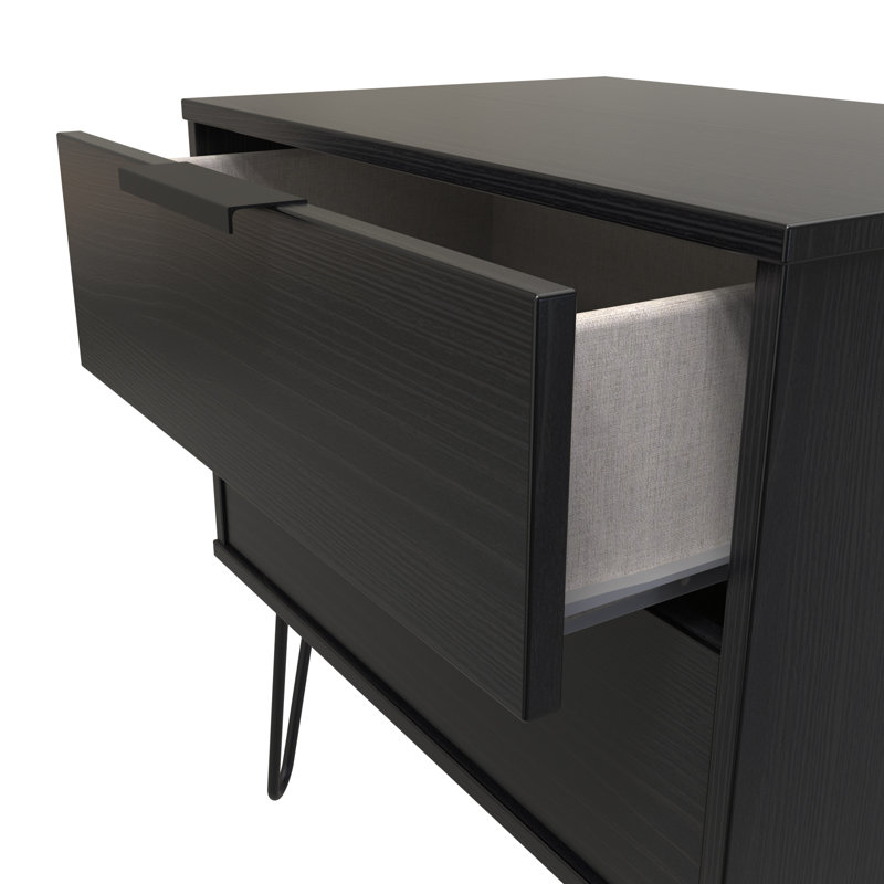 Turah 2 Drawer Midi Chest (Ready Assembled), Black Matt
