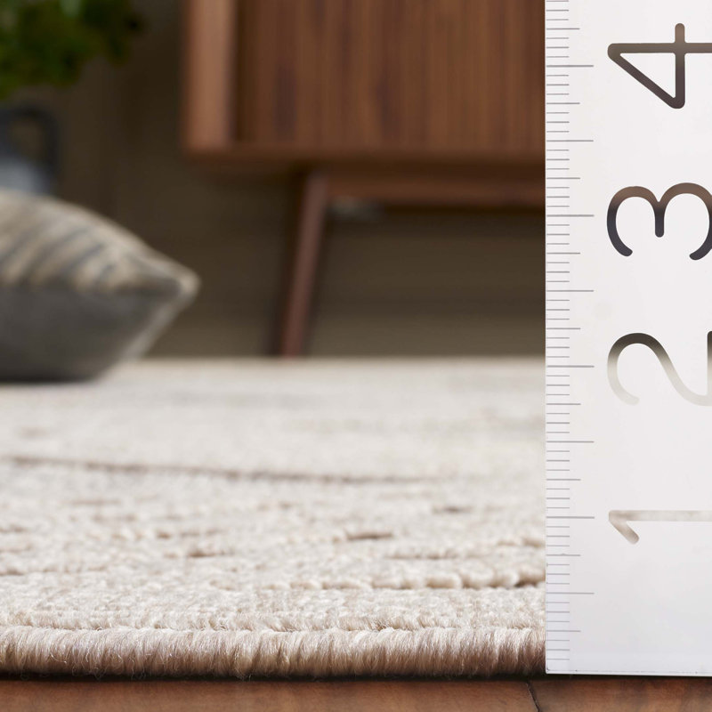 Ivory Geometric Wool and Cotton Area Rug 5'3" x 7'6"