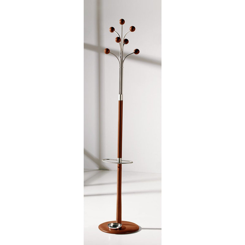 Kirkinriola Freestanding 6 - Hook Coat Rack, Cherry