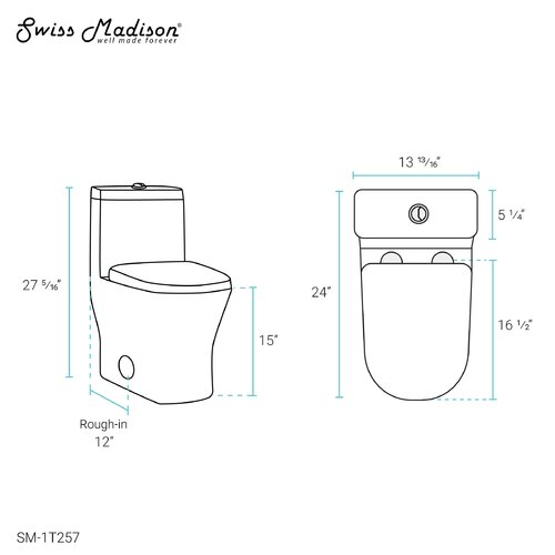 Swiss Madison Sublime II Dual-Flush Round One-Piece Toilet (Seat ...