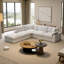 Canapé modulaire rembourré en lin avec revêtement amovible pour salon, chambre à coucher et siège profond-408973209-423325383