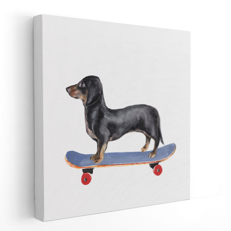 Pups on Wheels II - Canvas Print Wall Art, 12" H x 12" W