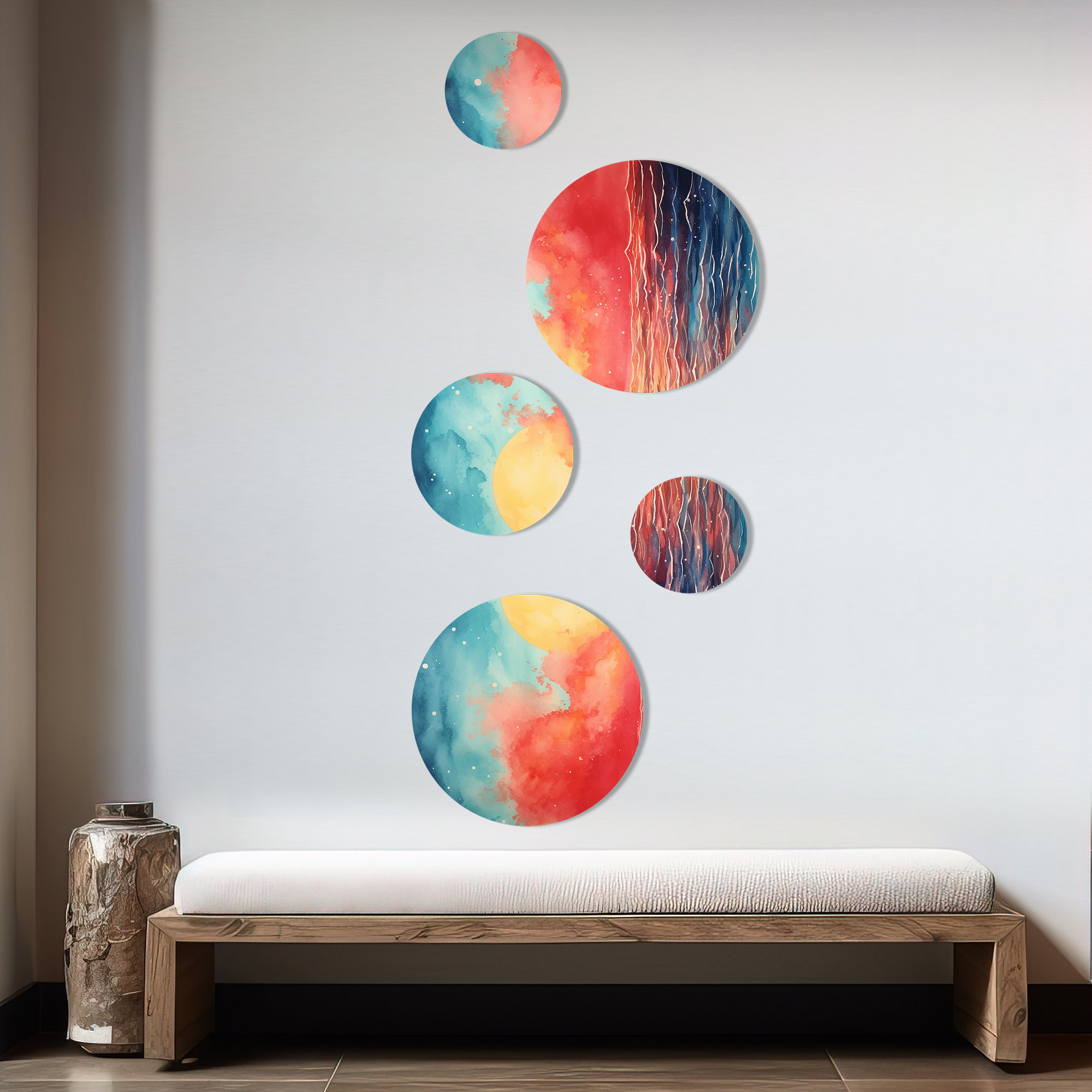 Beachcrest Home Lake At Symphony Of Sunrise Minimalism Round Wall Art