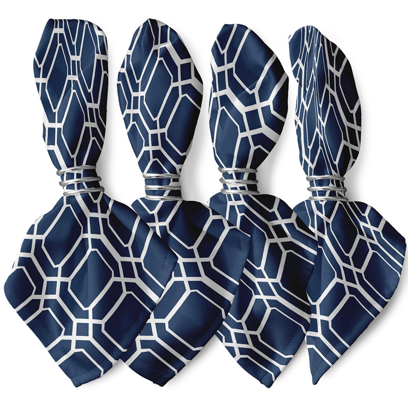 Synthia Polyester Geometric Square Napkin, Blue