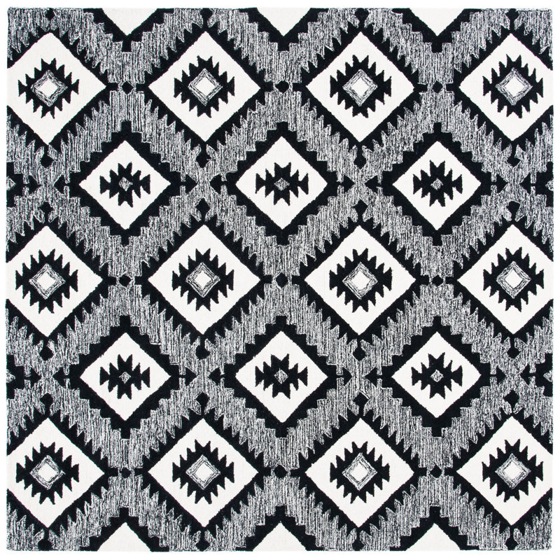Deyoung Hand Tufted Wool Southwestern Rug, Square 7'