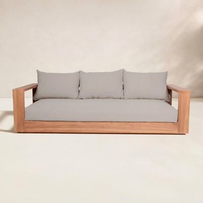 Gazel 87'' Wide Teak Patio Sofa with Cushions