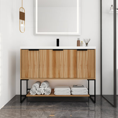 Meuble-lavabo autoportant de 48 po avec lavabo en résine 48 po x 18 po