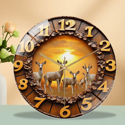 Horloge murale en bois Antelope Sunset