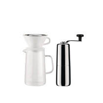 Vina Manual Stainless Coffee Grinder Milk Frother Set with Adjustable  Ceramic