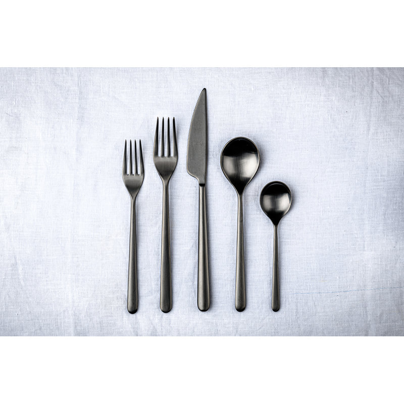 Ensemble de couverts Linea - 43 pièces - Or noir glacé, Noir or givré