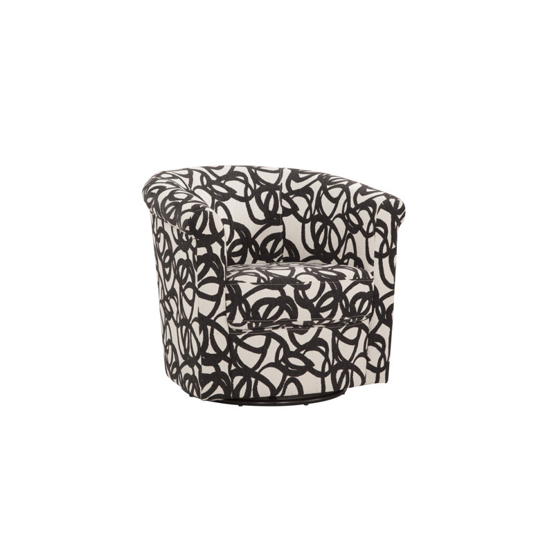 Pinehill Marvel 360 Swivel Barrel Chair, Tangled Black and Cream