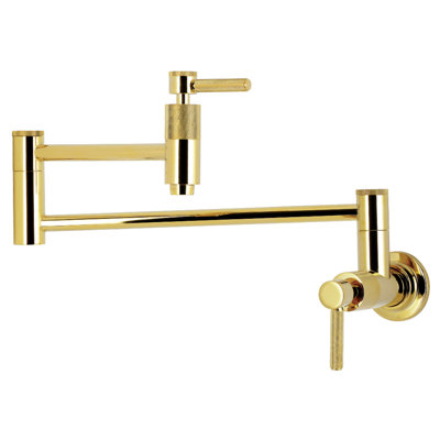 Kingston Brass Convergent Two-Handle 1-Hole Wall Mount Pot Filler Faucet With Knurled Handle