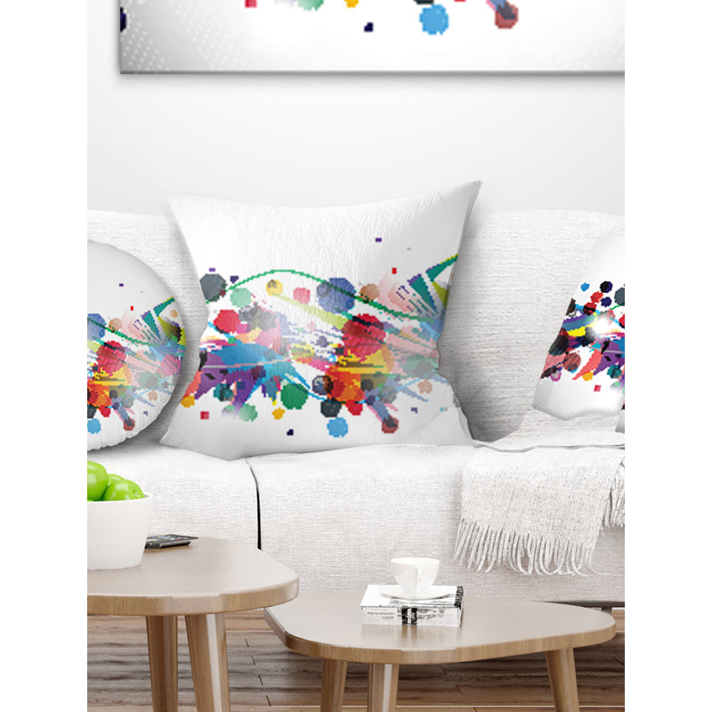 Cercles et formes colorés - Coussin décoratif imprimé abstrait, 16 po x 16 po, Carré