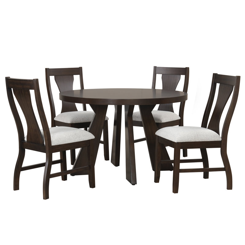 Ensemble de table ronde et 4 chaises en bois de châtaignier 47 po