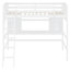 Lit mezzanine simple avec bureau, tablettes de rangement et échelle - Mobilier de chambre à coucher pour enfant peu encombrant, blanc