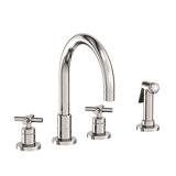 East Linear Double Handle Kitchen Faucet with Side Spray