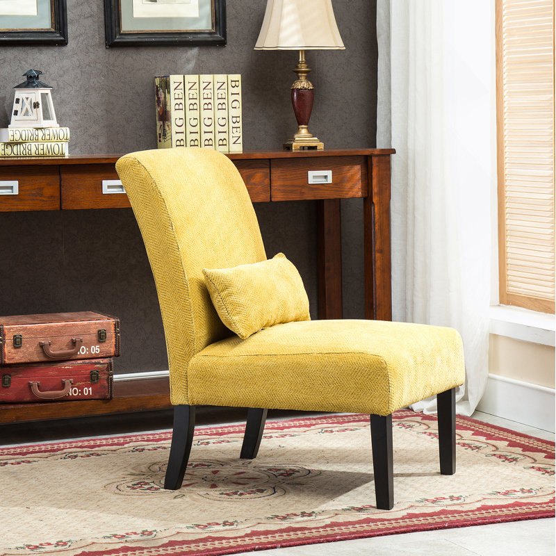 Élégante chaise d'appoint sans accoudoirs en tissu chenille avec coussin, pour des espaces contemporains et un confort accru