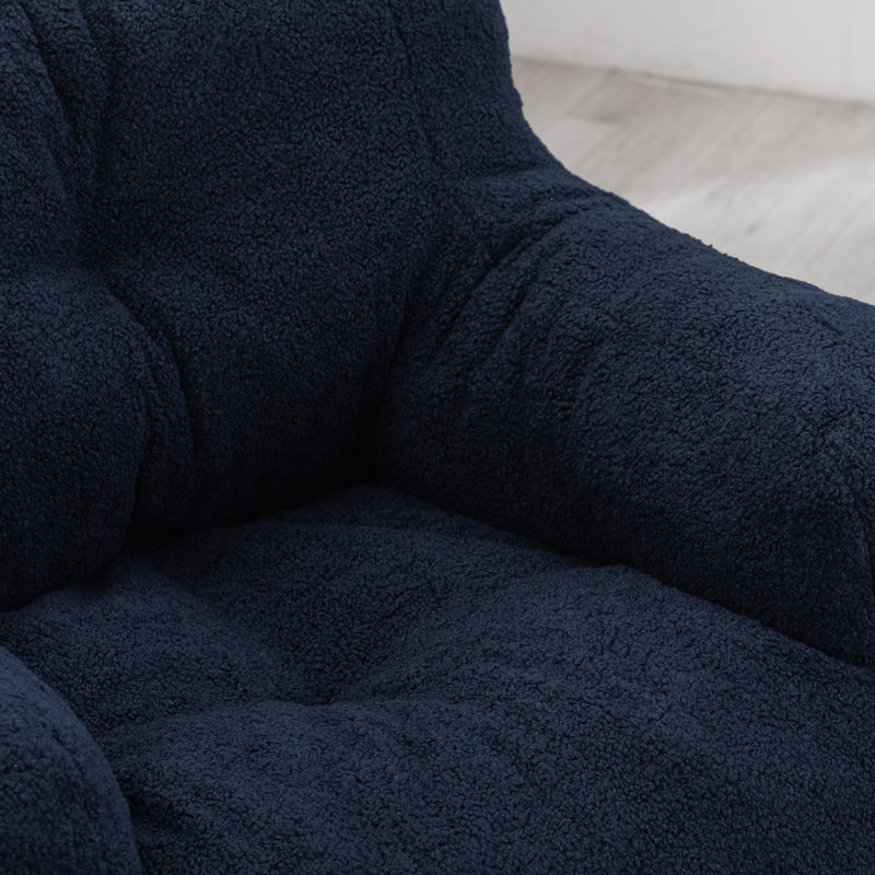 Fauteuil à billes Bean Bag Chair, Fausse fourrure bleu foncé