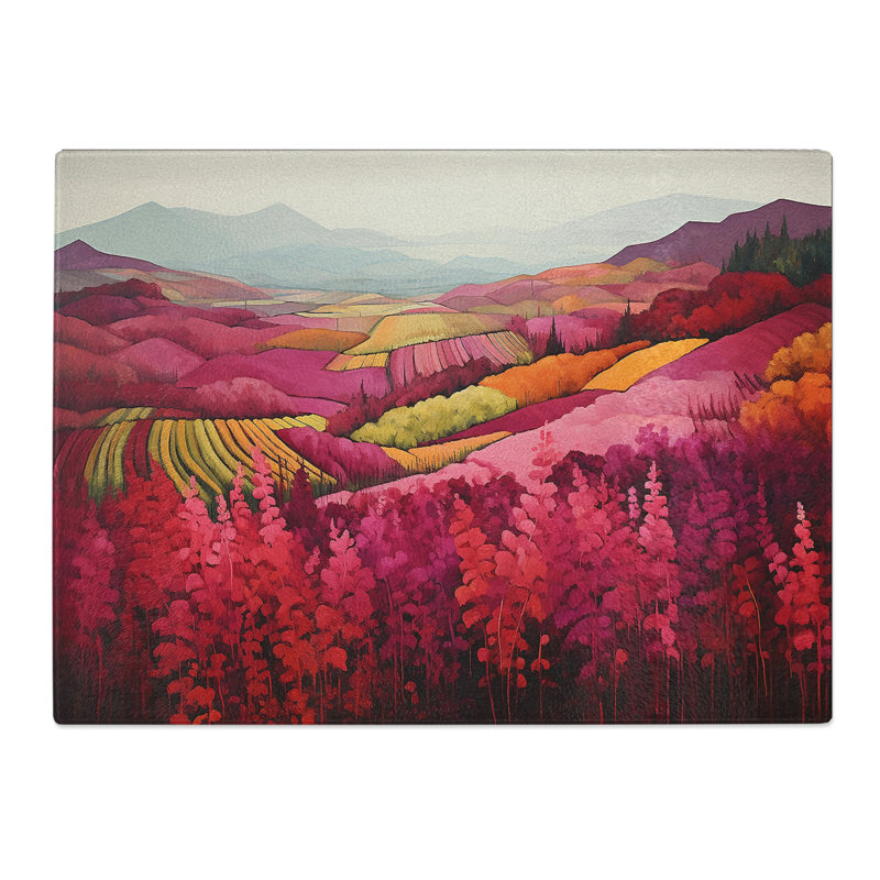 Wine Colour Field  Glass Chopping Board