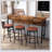 3-Drawer Long Dining Table Set with Power Outlets, Bar Kitchen Table Set with Circular PU Stools-376654134-376654132