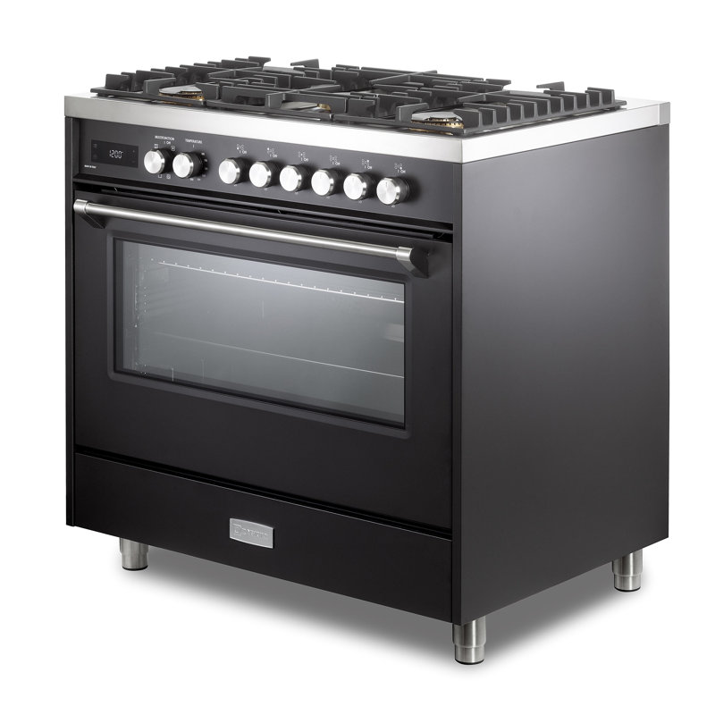Verona Ultima 36" 5 Burner Single Dual Fuel Range, Black