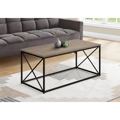 Table basse, accent, cocktail, rectangulaire, salon, L 40 po, métal stratifié brun, contemporain, moderne