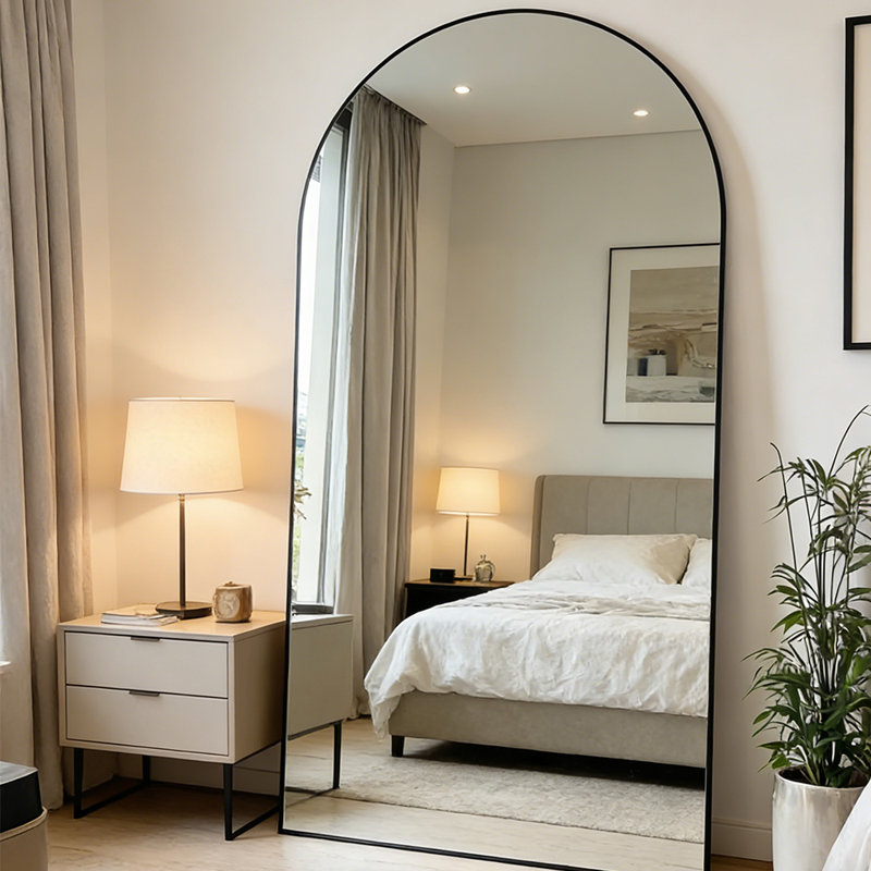 Full Length Arched Floor Mirror，Oversized Full Body Mirror,For Bedroom, Living Room, Dressing Room, Black