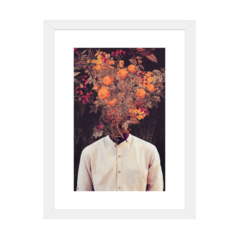 " Bloom " by Frank Moth, 24" H x 16" W x 1" D, White Framed Paper, White