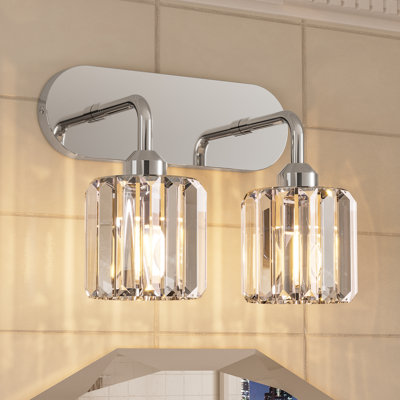 Dimmable Bathroom Vanity Light with Crystal Shade