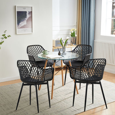 Dining Chairs Plastic Chair Set Price Set Of Black PVC Plastic