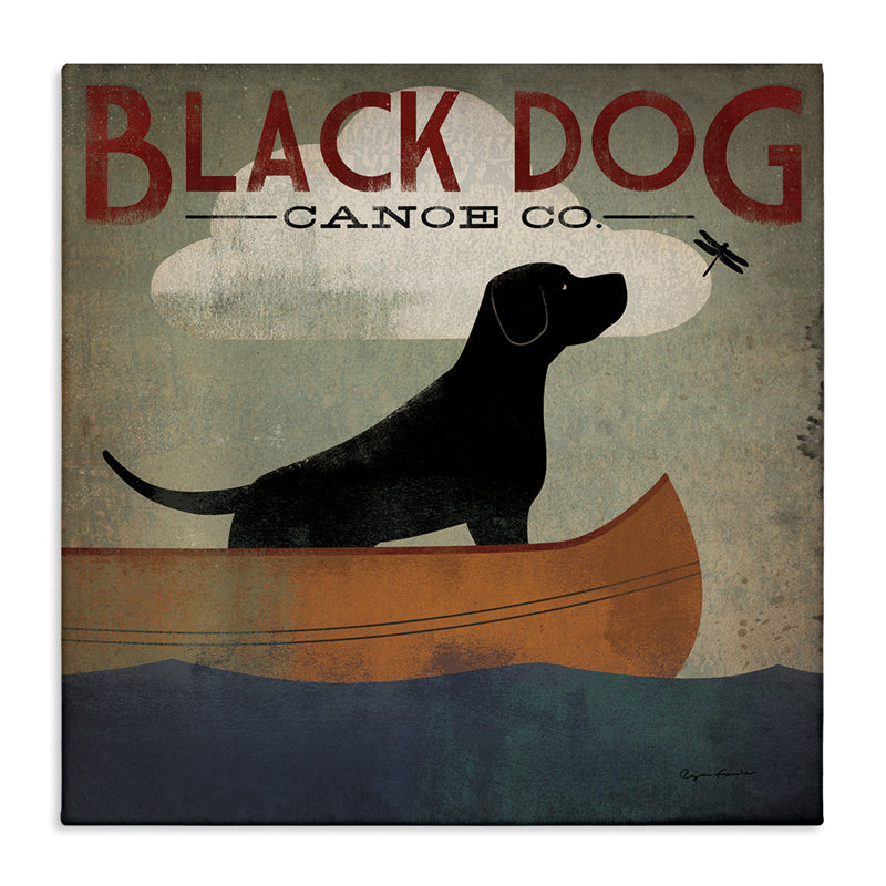 Black Dog Canoe Company Pet Boating Lake Sports Canvas Art
