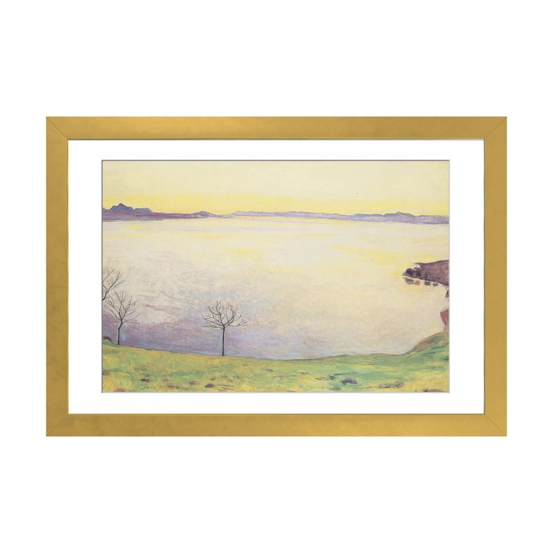 Lac Léman vu de Chexbres - 1911 - Reproduction d'art mural - Papier d'art encadré, 32" x 24", Papier encadré, Gold