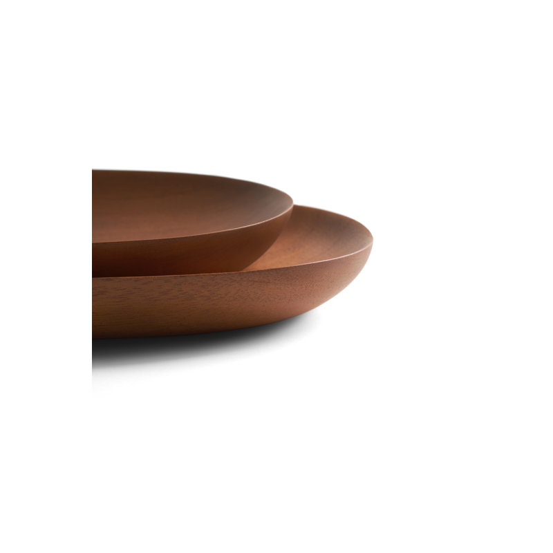 Thin Handmade Solid Wood Decorative Plate Set, Brown