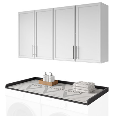 Armoires murales 60 po pour salle de lavage et ensemble de comptoir laveuse et sécheuse 27,6 po x 55 po