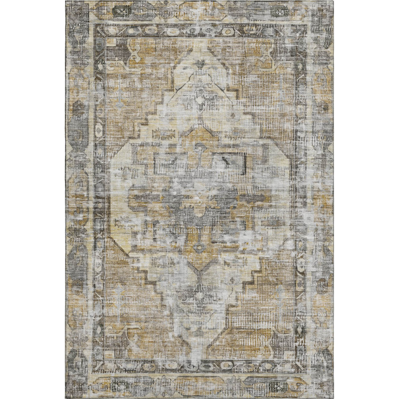 Premium Machine Washable Lubbers AMF1729 Global Rug, Rectangle 5' x 7'6"