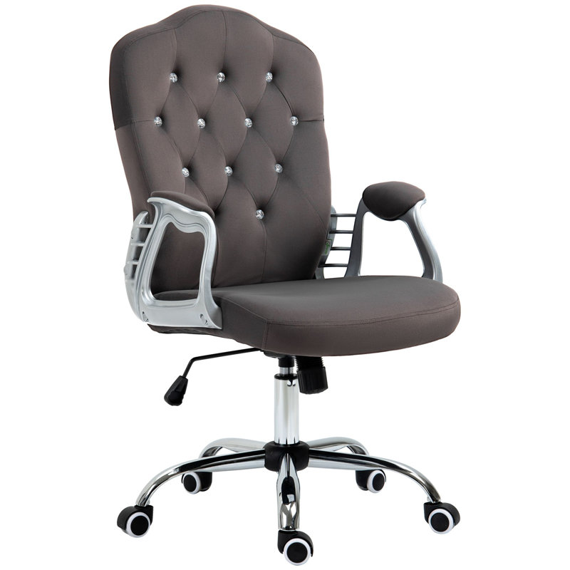 Kimar Chair with Padded Armrests, Dark Gray, Polyester Blend