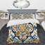 Ensemble de housse de couette à carreaux abstraits de style méditerranéen en bleu rétro IV - Polyester microfibre-1146044215