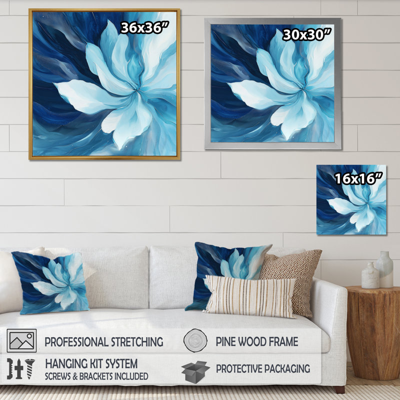 Éternelle mélodie de tulipe bleue II - impression d'art mural tulipe, 30" H x 30" W, Picture Framed Print, White