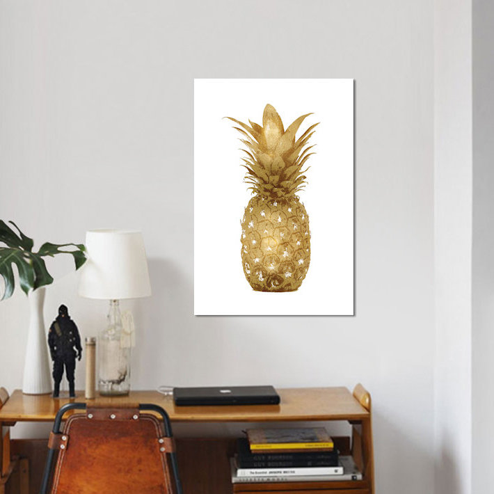 « ananas i », impression sur toile blanc, H 12 po x l 8 po x P 0,75 po, Pas de tapis, Toile tendue