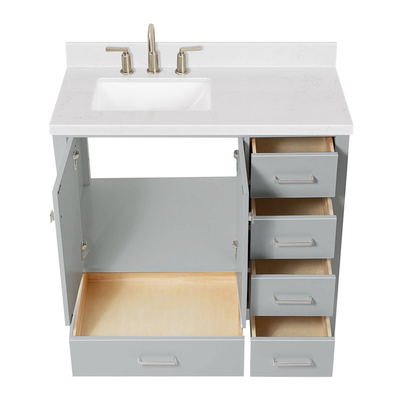 Meuble-lavabo simple 42,25 po avec plateau , Gris