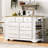 Rolling Kitchen Island With Drop Leaf, 6 Drawers, 5 Wheels, Pull Out Trash Can Storage, Power Outlet & 5 Open Side Racks-420318785